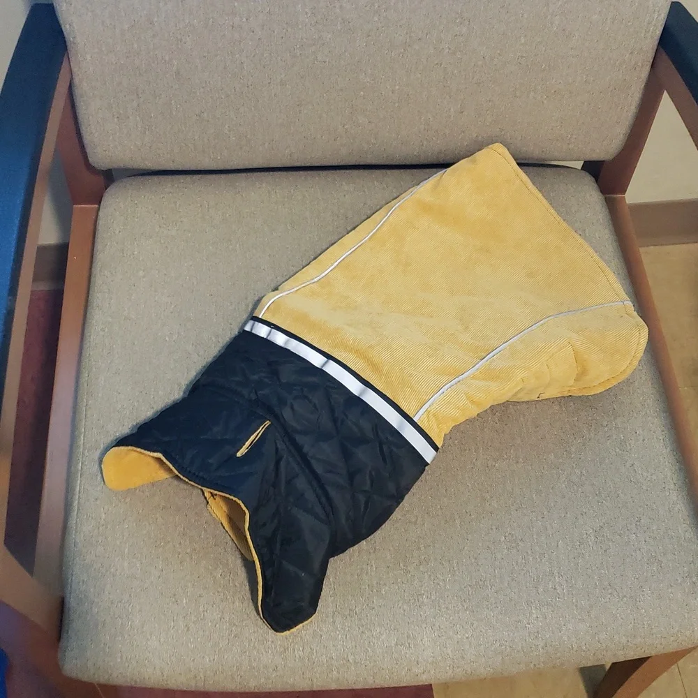 Mklhgty Dog Waterproof Reversible Yellow/Black Winter Coat Size S